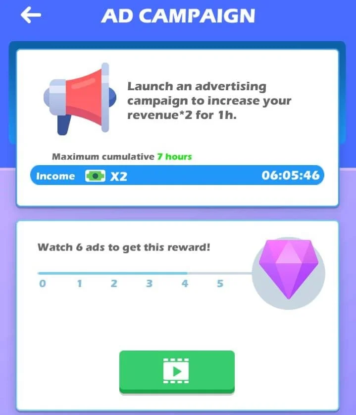 Idle Fantasy Town Tycoonの収入2倍化